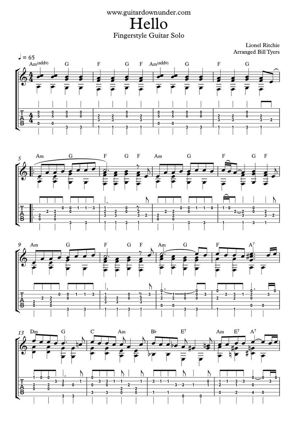 fingerstyle guitar sheet music